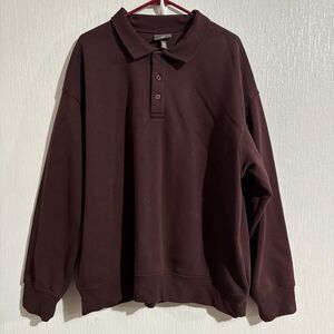 H & M Polo Sweatshirt Oversized Dark Brown Cozy Winter Warm Men’s XXL